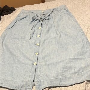 Madewell Light Blue A-Line Button Skirt